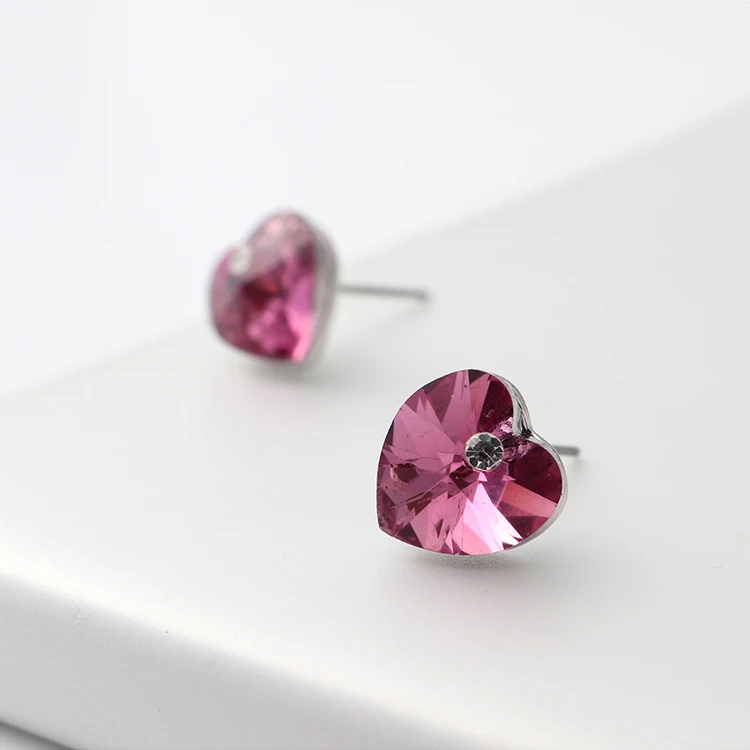 7 пар/компл. в форме сердца с кристаллами SWAROVSKI серьги со шпилькой для Для женщин