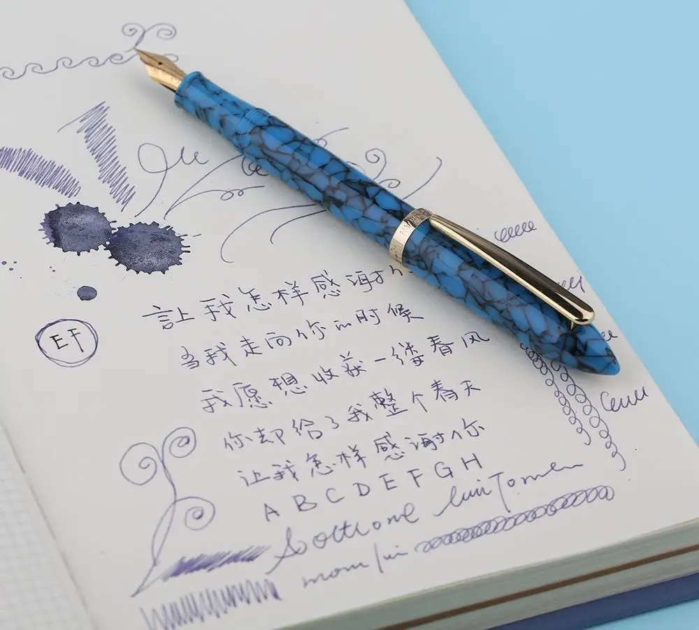 Porcelain Blue Moonman S1 акриловая смола перьевая ручка иридий Экстра тонкий/тонкий наконечник 0,38/0,5 мм чернила для письма ручки с золотой отделкой в наборе с подарочной коробкой - Цвет: Porcelain Blue