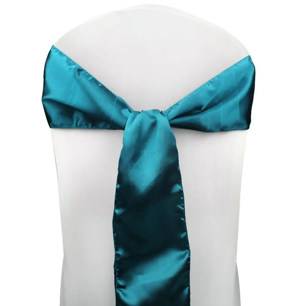 Teal Blue 20 шт. атласной ленты для стульев галстук-бабочка чехол для свадебного украшения 15 см x 275 см домашний текстиль много цветов на выбор - Цвет: Teal Blue