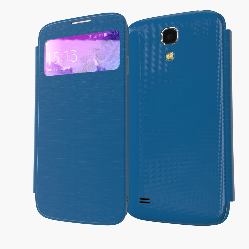 Кожаный чехол для Samsung Galaxy S4 SIV I9500 9500 с откидной крышкой и окошком обзора