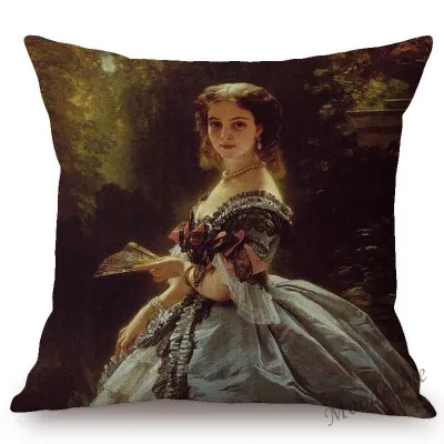 T305-9 Franz Xaver Winterhalter рококо Королевский суд Принцесса Королева красивая леди Портрет маслом диван наволочка чехол для подушки - Цвет: T305-9