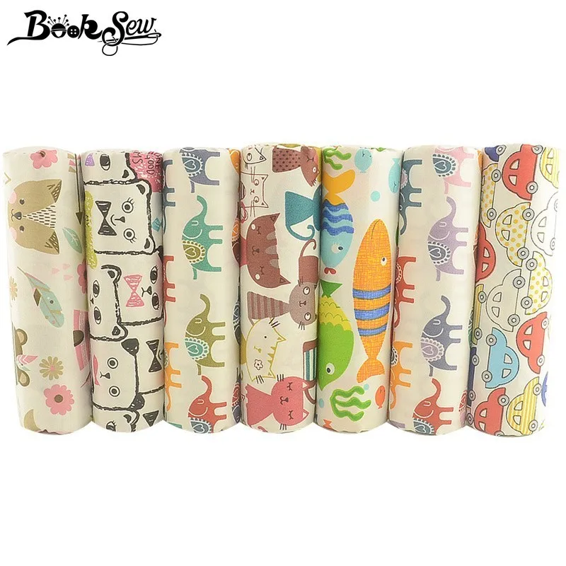 Booksew Tissu животный узор хлопок ткань метров 7 шт. 40 см x 50 см красочные тканевые покрывала DIY кукла лоскутное платье дома тела