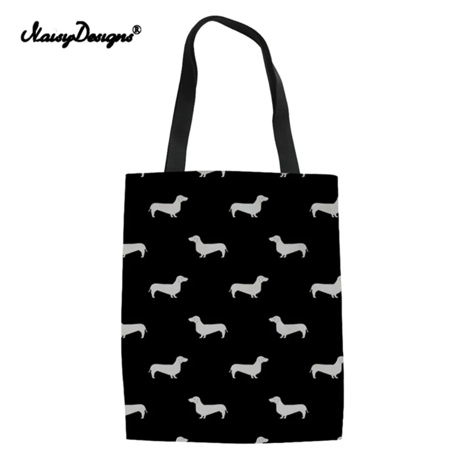 Doxie такса Дизайн Холст Tote женские большие складные сумки для покупок женщин