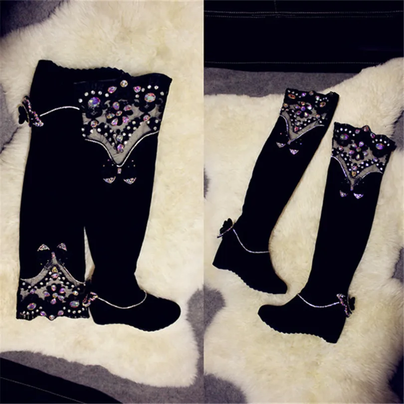 2017 Роскошные Назад Кристалл Бабочка Украшенные Высота Увеличение Tight Высокие