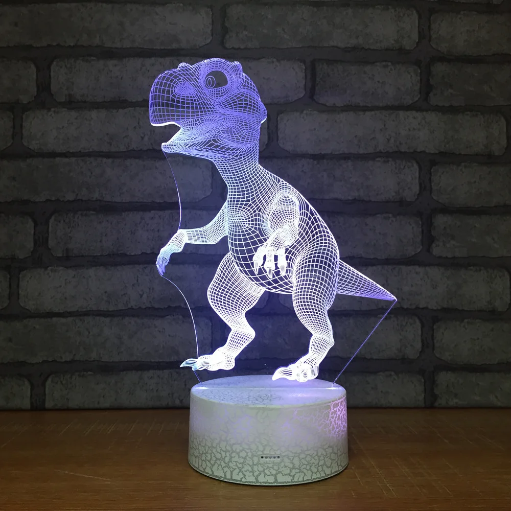 Коростель белое основание динозавр 3D лампа 7 цветов взрыв СВЕТОДИОДНЫЙ ночник