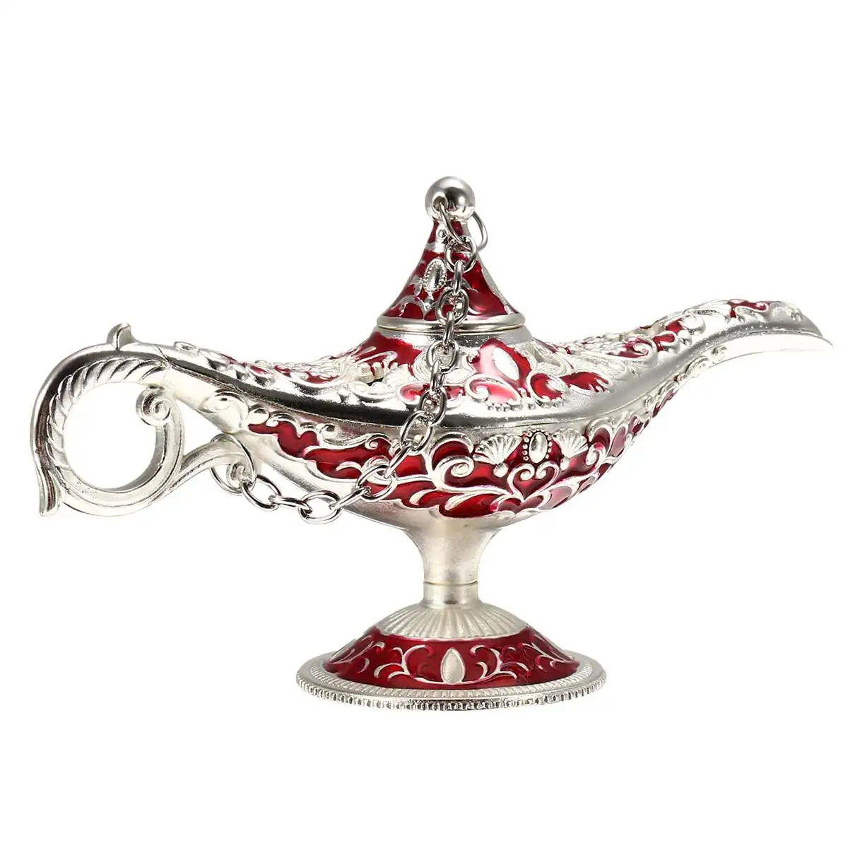 Silver and Red Новинка! ажурный резной масляный светильник Аладдина, металлический светильник, винтажный подвесной светильник, украшение дома, модный художественный подарок - Цвет: Silver and Red
