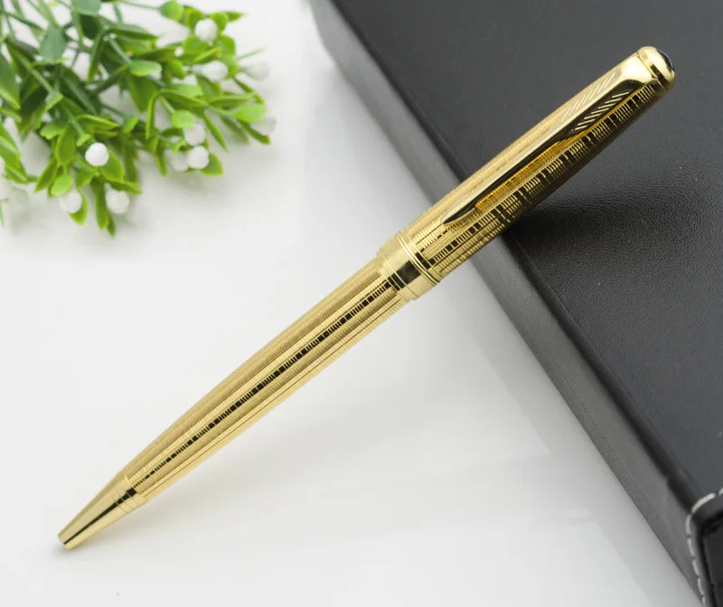 Goldgold Высококачественная брендовая шариковая ручка из нержавеющей стали с золотым платиновым пером для офиса - Цвет: Goldgold