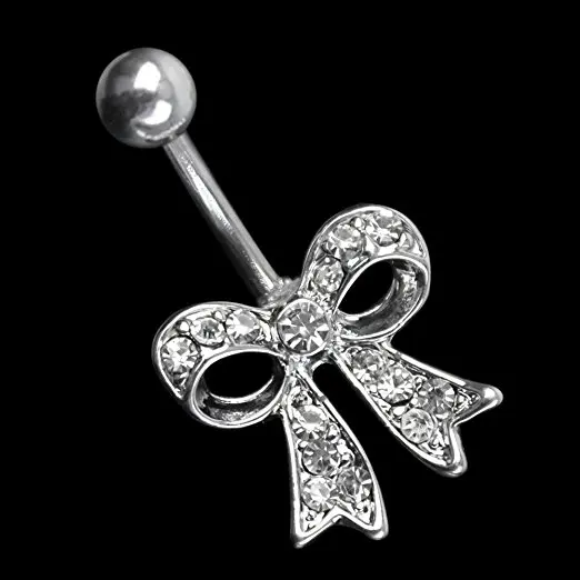 Уникальный дизайн для девочек пупок штанга кольцо милый бант хрусталь |