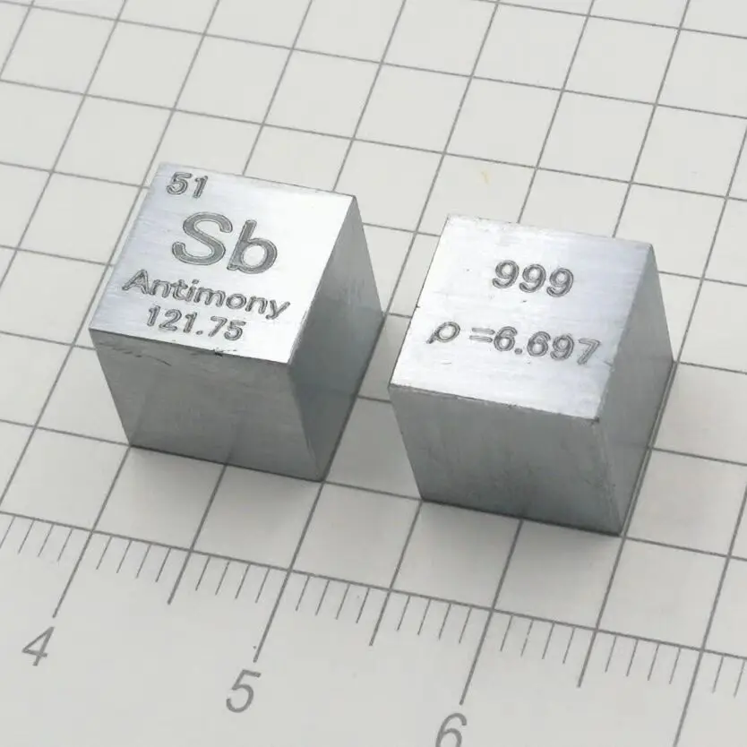 

1 шт., антимональный Металл Sb 99.9% г, резной элемент, Периодическая таблица, 10 мм куб