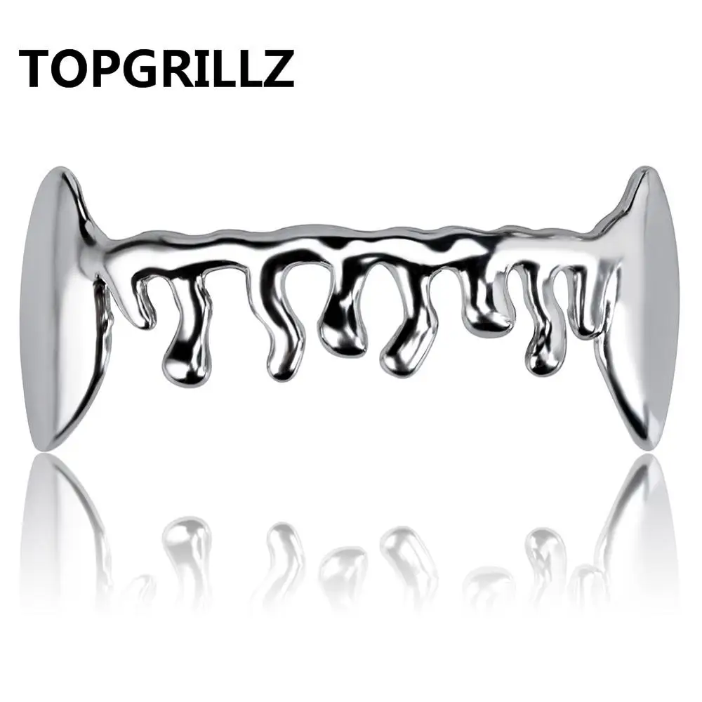 TOPGRILLZ хип-хоп золото/серебро с покрытием снизу и сверху капли зубы Grillz DJ панк рэппер ювелирные изделия для мужчин женщин Шарм Ювелирные изделия Подарки - Окраска металла: Silver