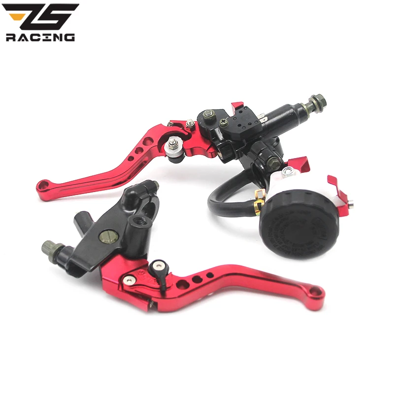 ZS Racing Универсальный ЧПУ 7/" 22 мм красный мотоцикл Рычаги Тормозная система сцепления Главный цилиндр резервуар Набор для Honda Suzuki Kawasaki D10