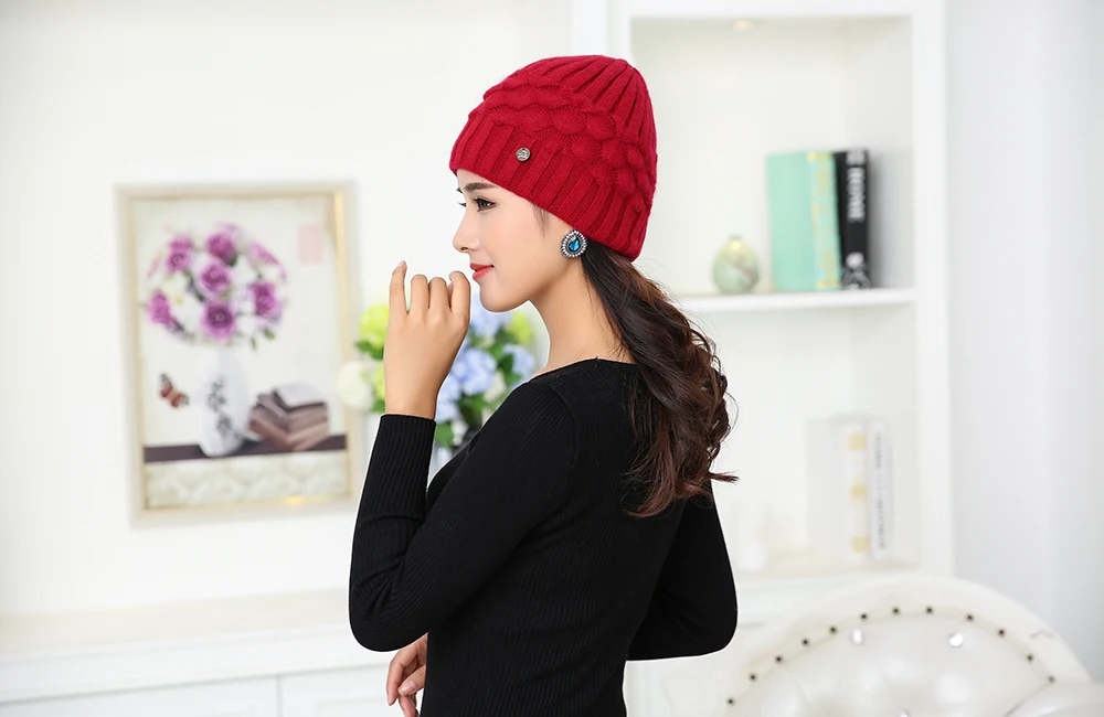 Beanies skullies woman autumn and winter cap girl knitted hats for women beanie warm hat gorro ladies winter wool caps bone