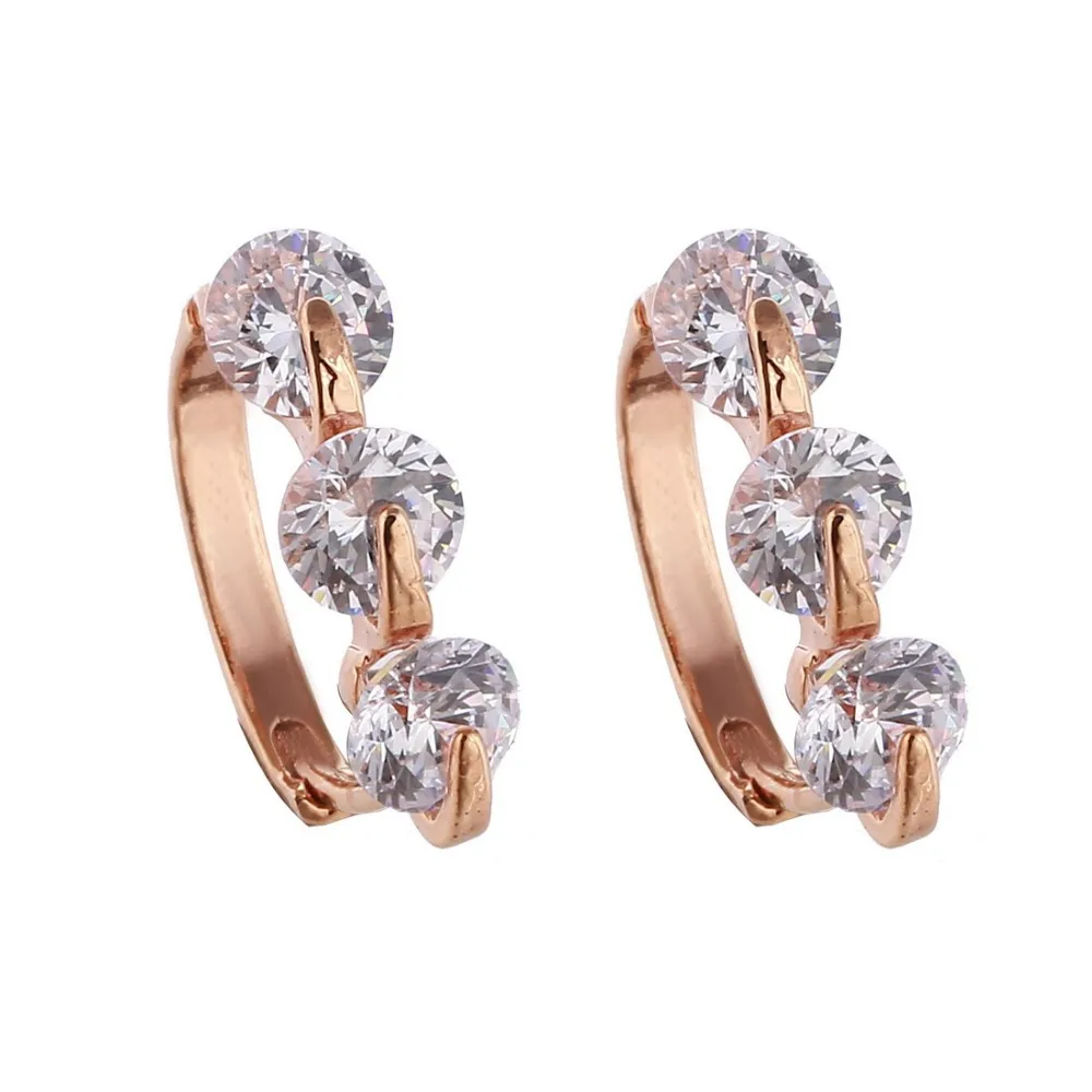 Серьги-гвоздики с цирконием ААА женские роскошные золотистые украшения для ушей