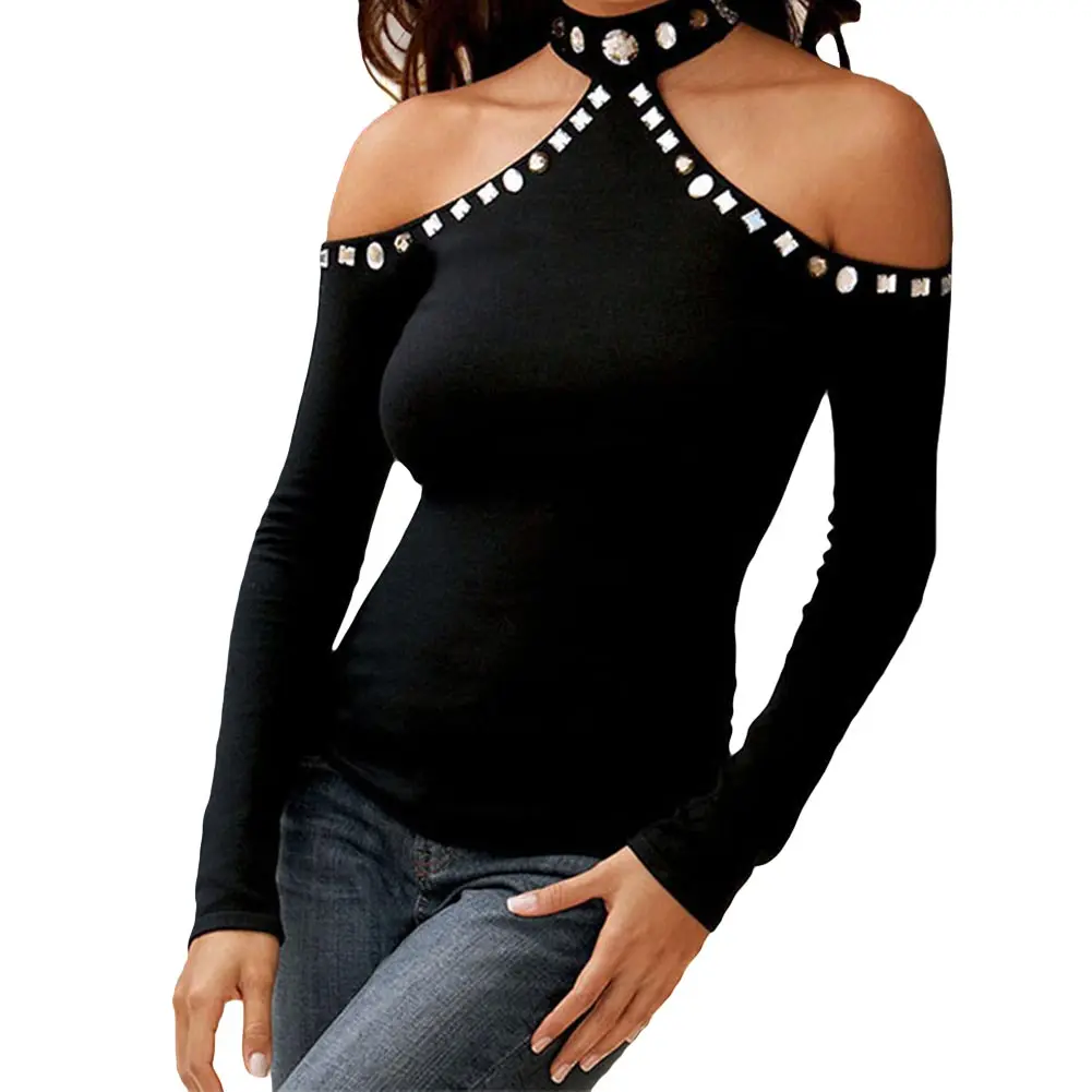 Новинка 2017 сексуальные женские свободные повседневные топы с длинным рукавом и