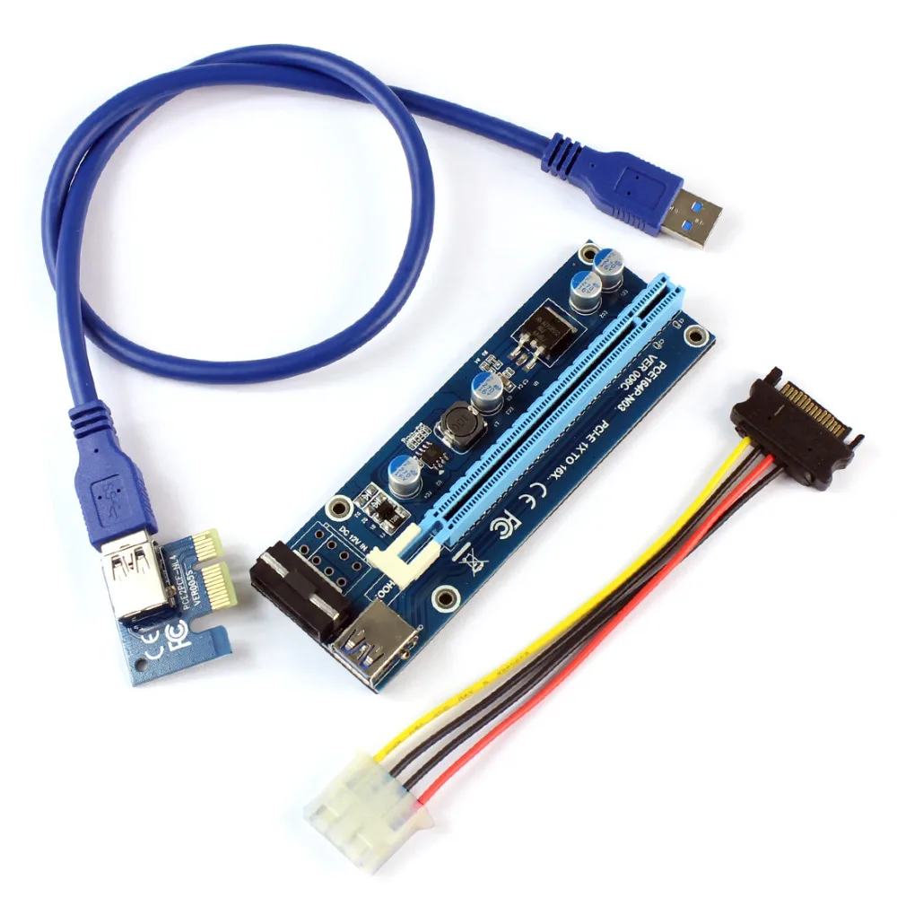 PCIE 1X до 16X графический удлинитель DC одиночный адаптер питания карта для