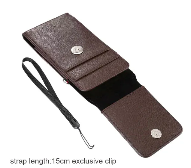 Вертикальный мужской кожаный чехол с зажимом для крепления на поясной ремень