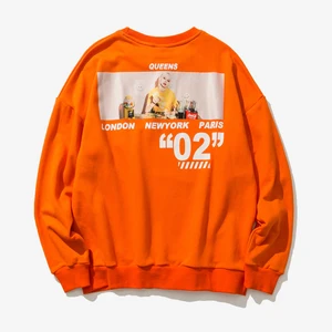 2018 корейский стиль Мужская мода брендовый Повседневный Свободный пуловер с буквенным принтом свитшот с круглым вырезом толстовки с длинными рукавами