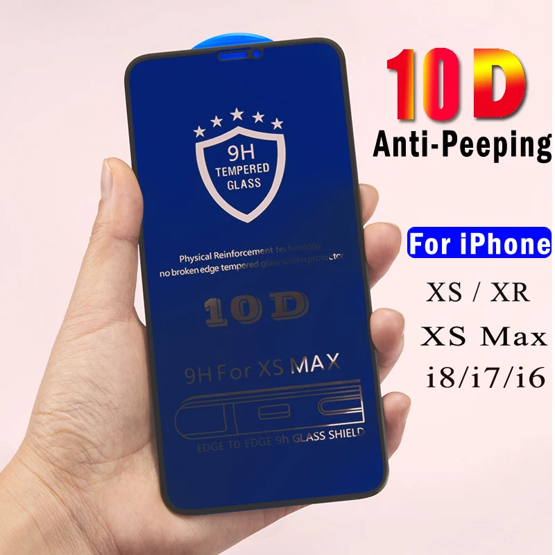 10D антишпионское полное покрытие из закаленного стекла для iPhone XS Max XR 10 стекло X 6 7