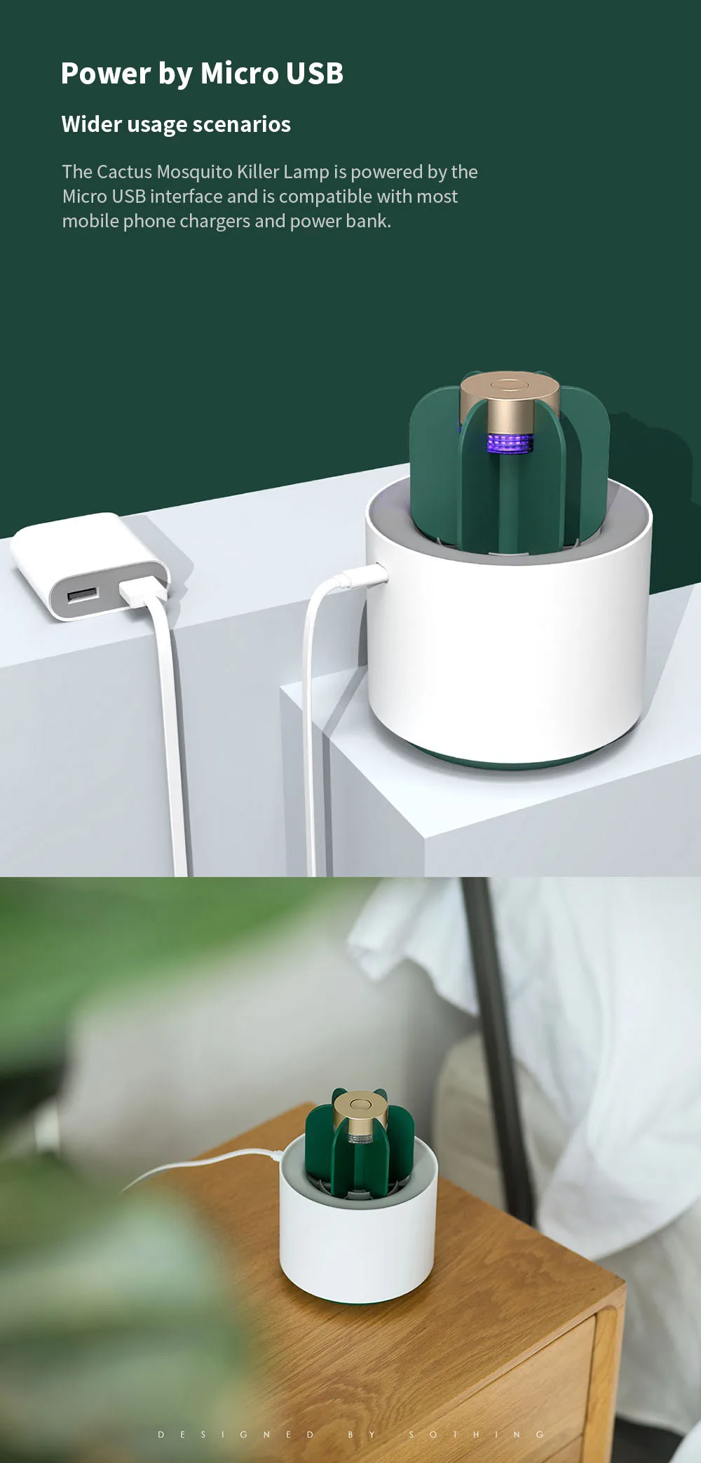 YOUPIN Ptimized версия кактус москитная убийца электрический USB УФ противомоскитная ловушка без запаха насекомых Убийца лампа