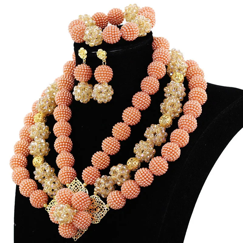 Ювелирный Комплект из колье и серёг розового цвета шампанского|jewelry sets for