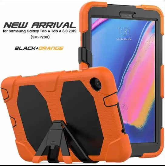 Чехол для Samsung Galaxy Tab A 8,0 P200 P205 P207 SM-P200 SM-P205 планшет из силикона с подставкой с откидной ножкой двойная степень защиты задняя крышка - Цвет: 7