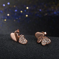 garilina white zircon rose gold heart stud earrings wedding anniversary engagement gifts jewelry for women ae2276