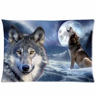 wild wolf on iceberg custom pillow cover pillowcase print home bed zippered soft throw pillow cover 20x30 twin sides