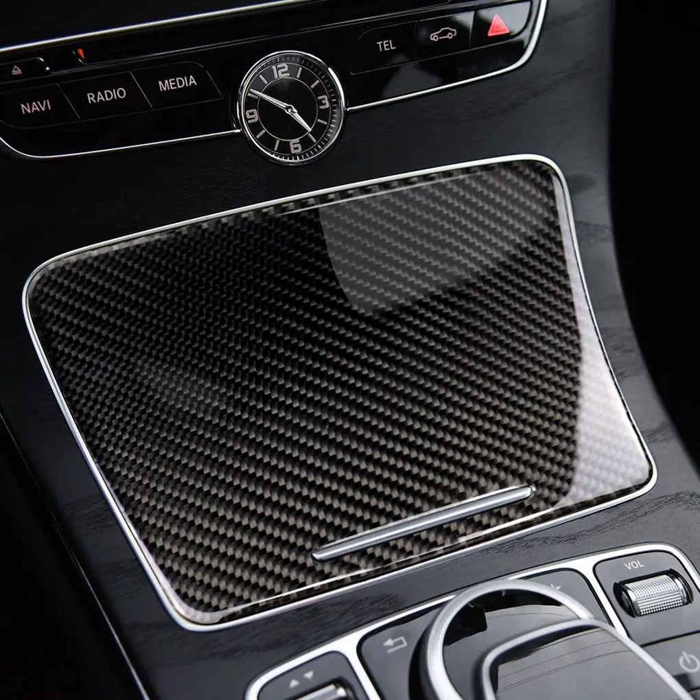 

Carbon Fiber Water Cup Holder Panel Cover Trim Replacement For Mercedes C Class W205 C180 C200 GLC