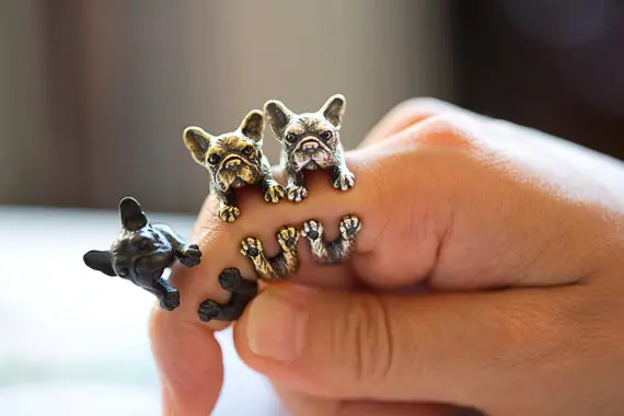 

Cute French Bulldog Ring Women's Retro Burnished Animal Dog Ring--10pcs/Lot