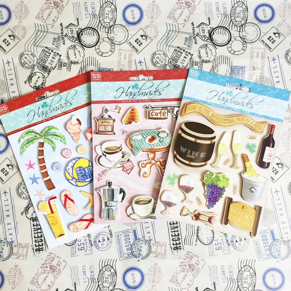 Бумажная 3d наклейка для скрапбукинга летняя ручной работы пляжного кафе и