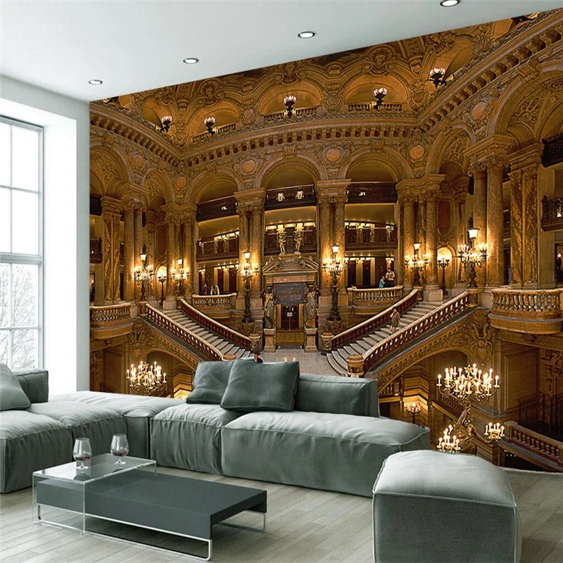 

beibehang Customize any size wallpaper frescoes photo 3D European Palace Paris Opera House Living Room TV backdrop wallpaper