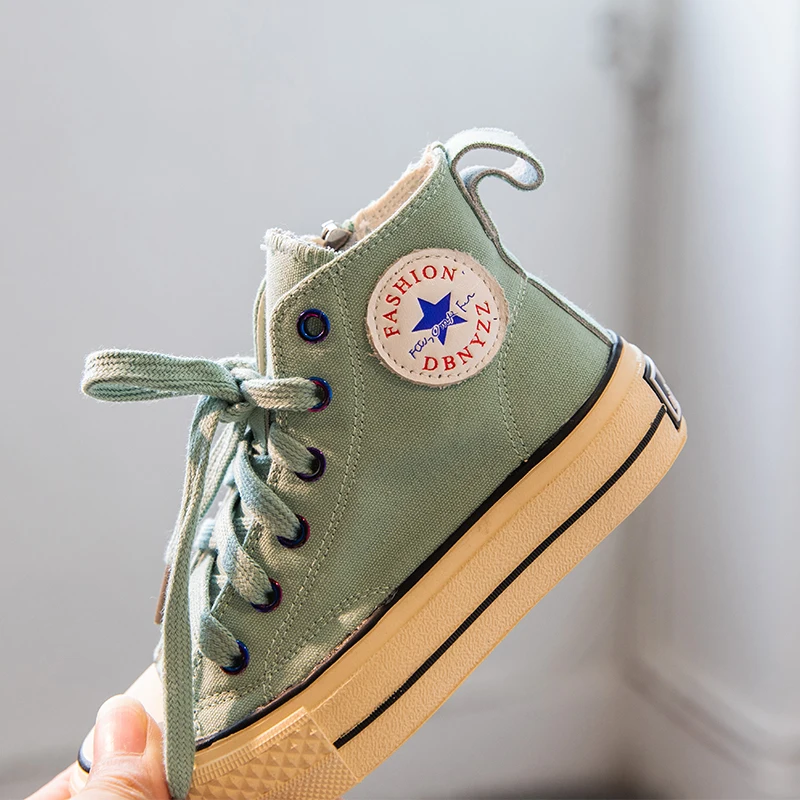 New 2019 Children Casual Shoes Unisex Canvas Classic High Top Girl Student Lace up Sport Sneaker Boys Autumn Toddler |