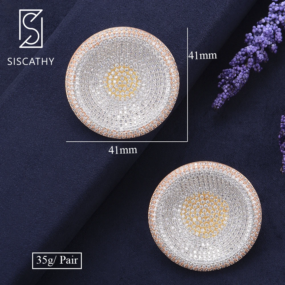 

Siscathy Deluxe Geometric AAA Cubic Zirconia African Nigerian Wedding Earrings Big Stud Earrings fashion Romantic for women 2020