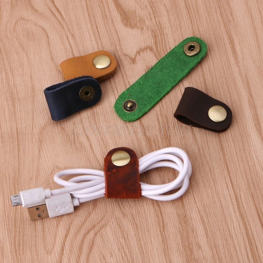 Держатель кабеля органайзер катушка намотка из натуральной кожи для наушников