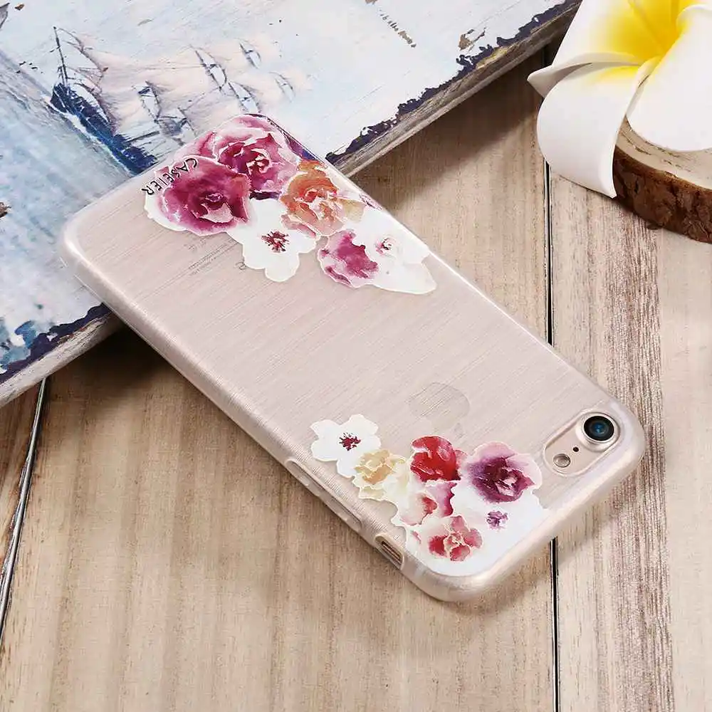 Caseier чехол для iPhone 7 Plus Чехол Красочные Цветы Узор Мягкий ТПУ Iphone 8 Рамки весна
