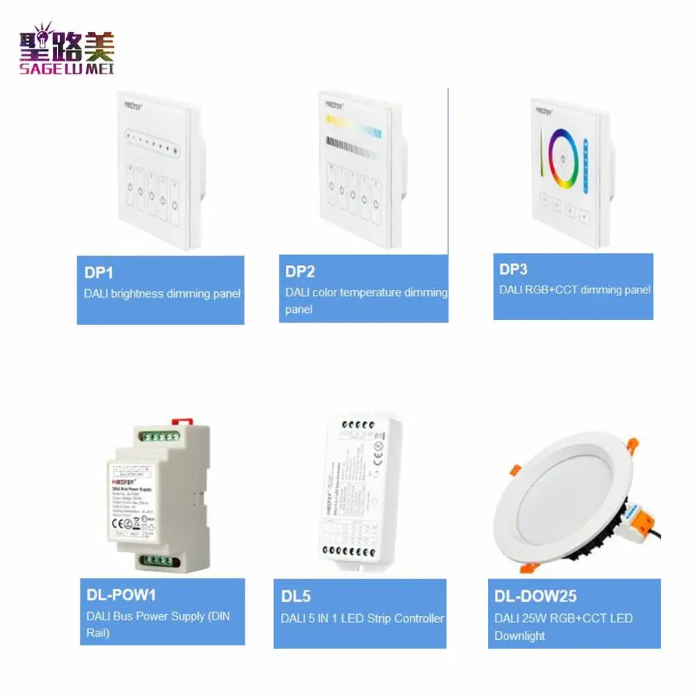 Панель с регулировкой яркости и температуры светодиодов 5 в 1 DL5 DP1 DP2 DP3 DALI RGB +