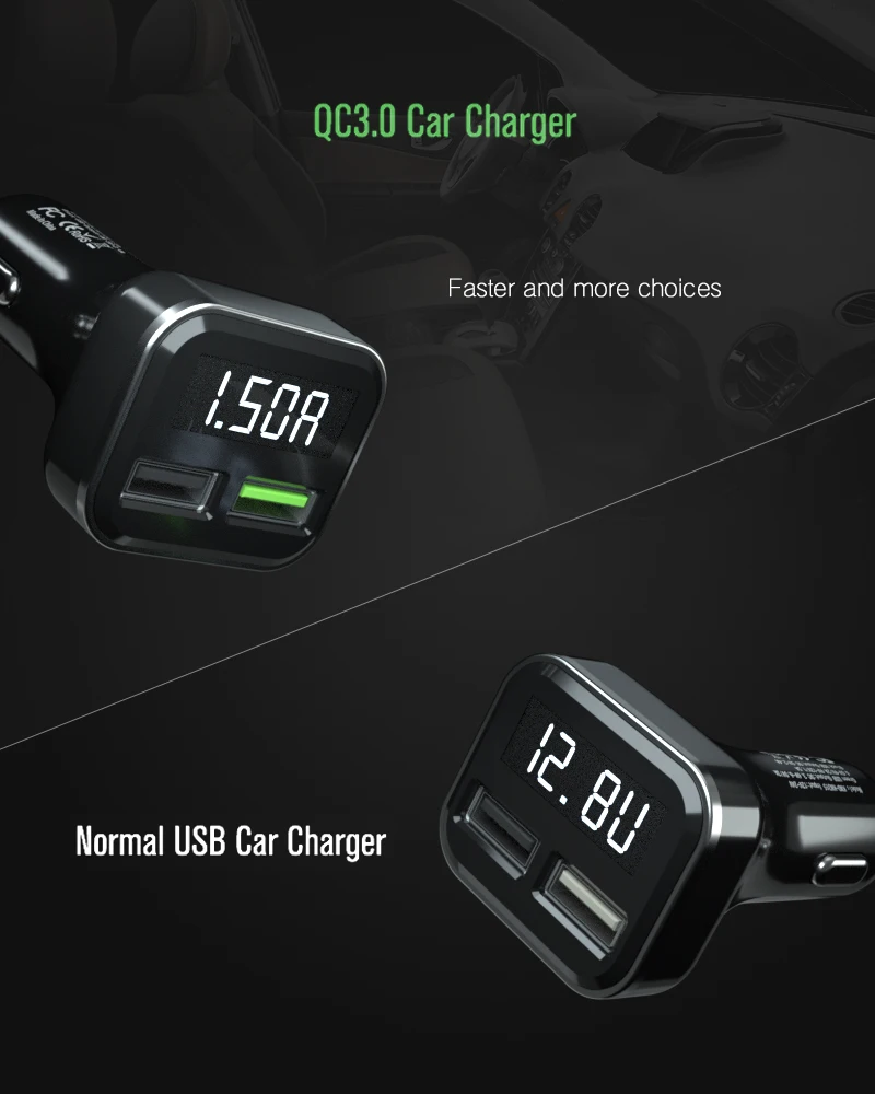 CRDC автомобильное зарядное устройство Quick Charge 3,0 светодиодный дисплей USB быстрое зарядное устройство для Xiaomi iPhone X huawei samsung S9 S8 QC 3,0 USB Автомобильное зарядное устройство