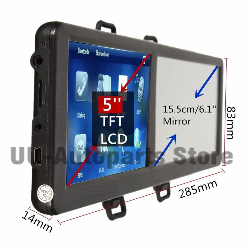 Автомобильное зеркало заднего вида 5 дюймов 8 Гб ПЗУ TFT Bluetooth GPS навигация SAT NAV FM