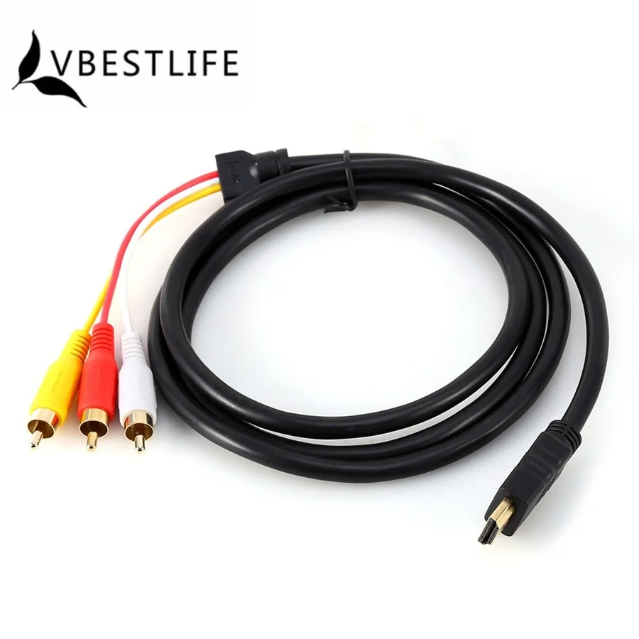 1,5 м 5 футов HDMI кабель Мужской до 3 RCA кабель 1080P видео аудио AV Кабель-адаптер hdmi Компонентный Видео Аудио av кабель для HDTV