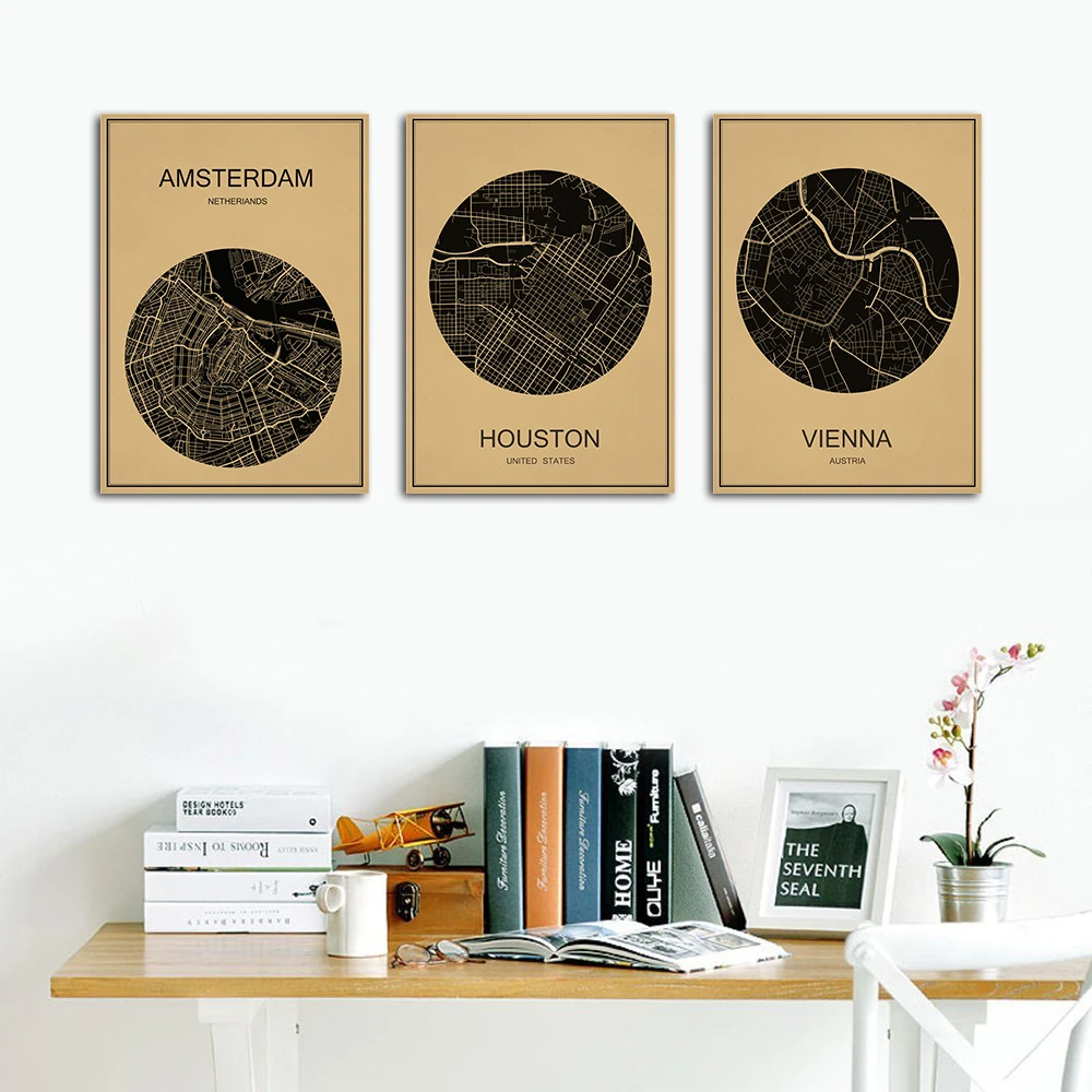 ISTANBUL World City Map Vintage Retro Poster Kraft Paper Wall Art Sticker Antique Painting Cafe Bar Living Room Decor Home | Дом и сад