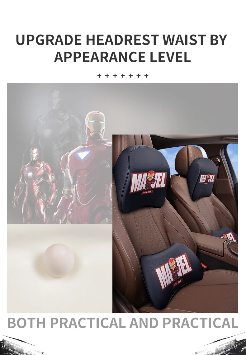 new marvel headrest car neck pillow avengers iron man captain america spider man thanos pillow for cars seat auto accessories