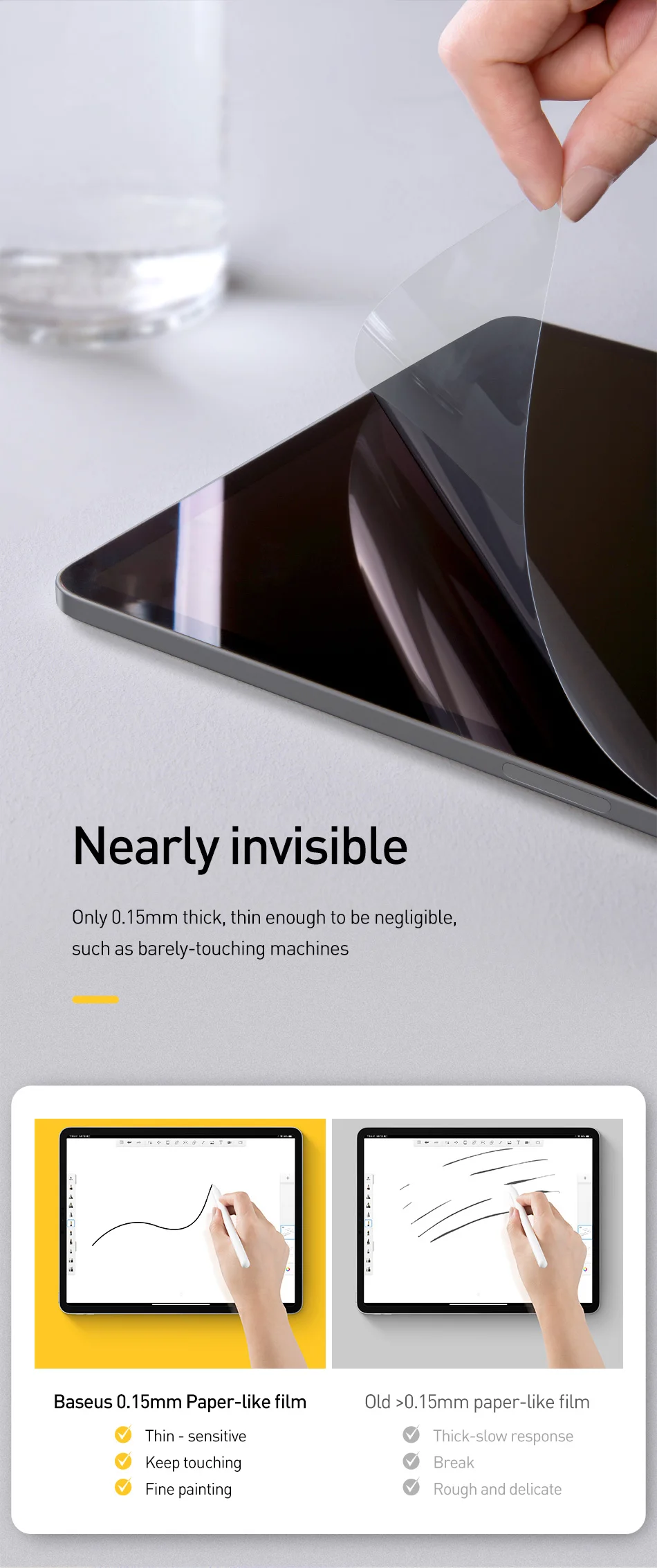 Защитная пленка Baseus для iPad 7, 10,2,, ПЭТ-пленка с рисунком для iPad Air, 3, iPad Pro, 9,7, 11, 12,9 дюймов, Mini 5, 4, пленка