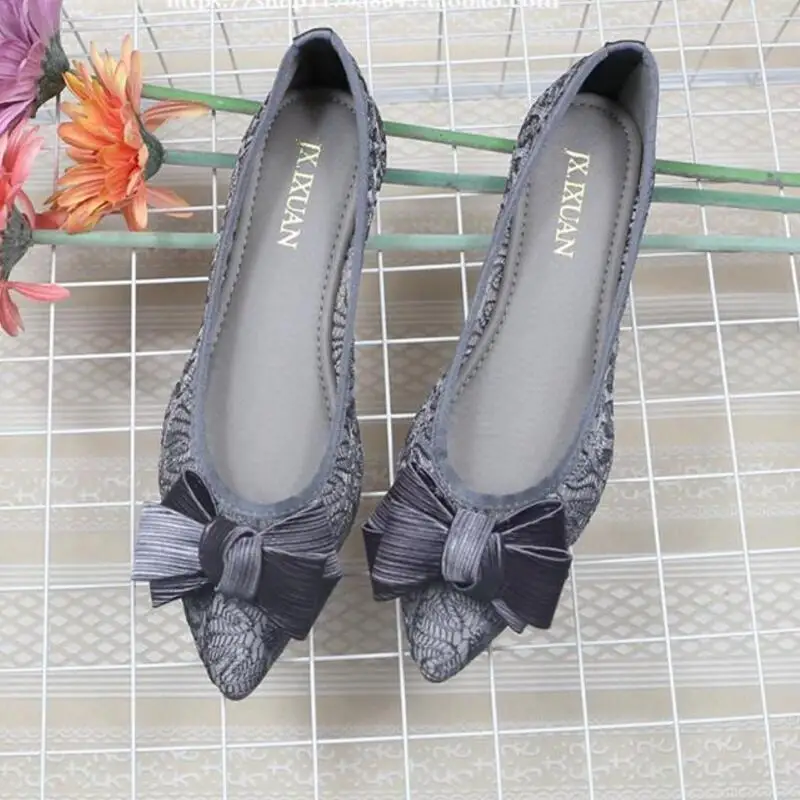 Балетки женские с острым носком пикантные летние туфли на шнуровке без застежки