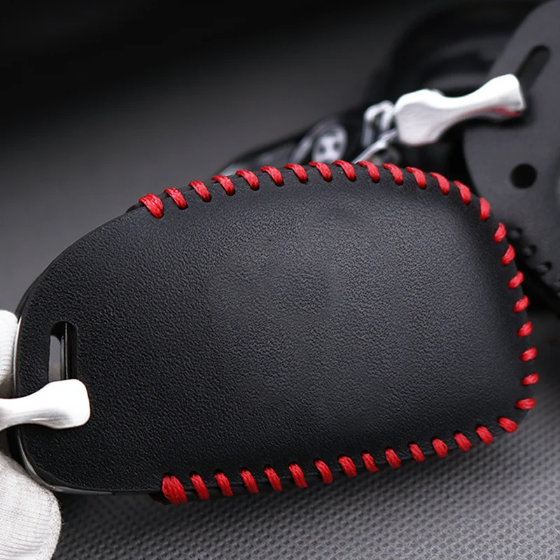 Real Leather Car Smart Key Shell Case Cover For Hyundai IX35 Hb20 I30 IX20 I10 Solaris 2017 Creta Getz Chain Holder | Автомобили и