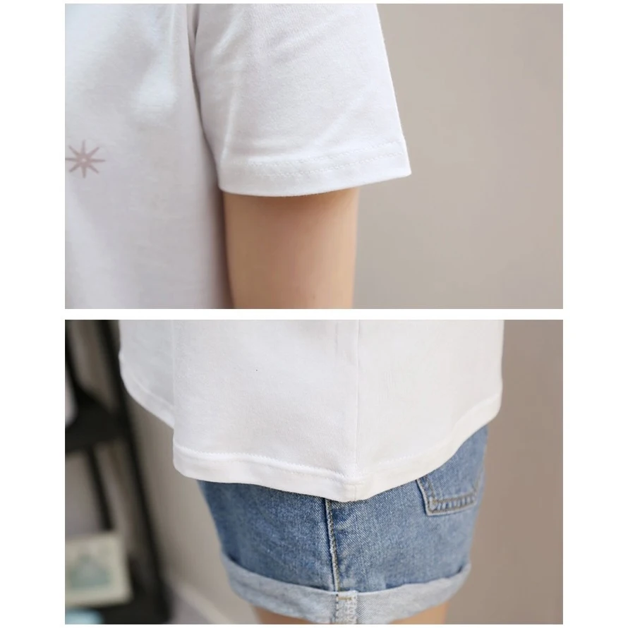 New Women T Shirt Cartoon Fawn O-Neck Tops Tees Summer Female T-Shirt Deer Print Fashion Ladies Funny Clothes Plus Size M-5XL | Женская