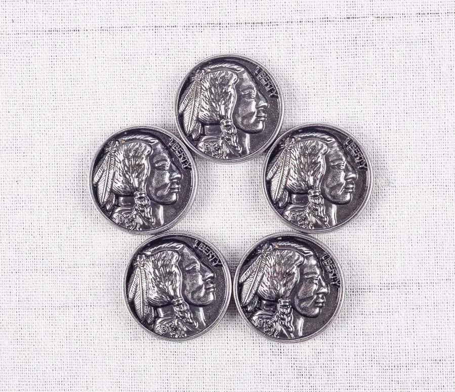 1 1/4 "набор из 5 фотографий индийская голова репродукция монета CONCHOS screw