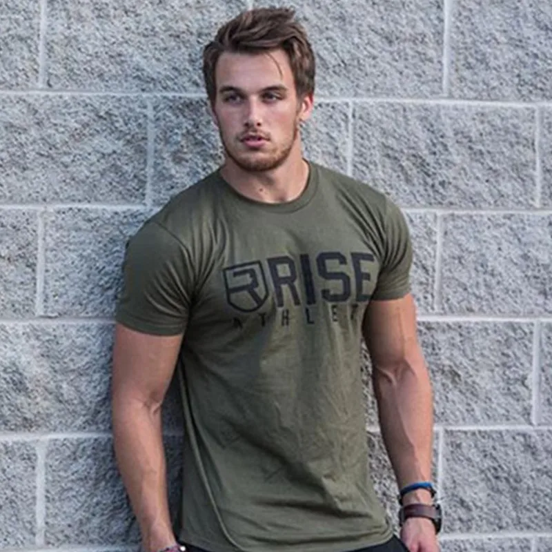 Мужская футболка для тренировок в тренажерном зале фитнеса бодибилдинга с