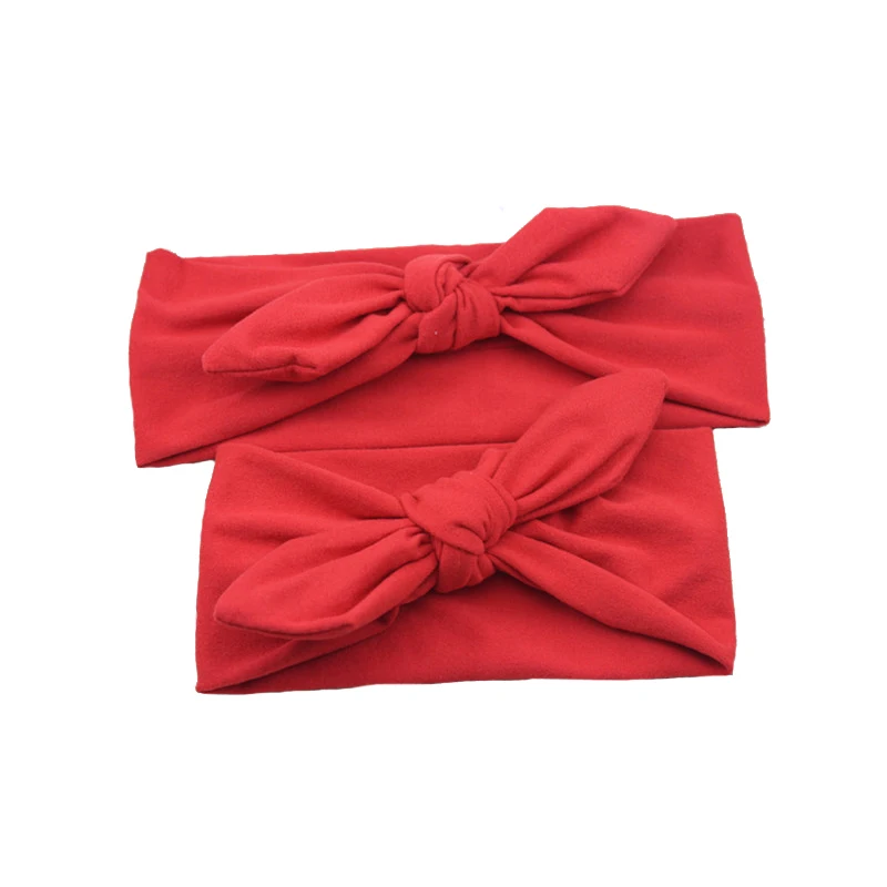 Erapinky2 Pcs/Sets Solid Rabbit Ears Headbands For Mom/Baby Bowknot Parent-child Hair Accessories Cotton Head Wrap Baby Headwear |