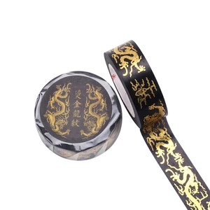 1 рулоннабор Золотое Тиснение Дракон узор Черное золото маскирующая васи лента 1,5 см х 10 м для аксессуаров скрапбукинга искусство