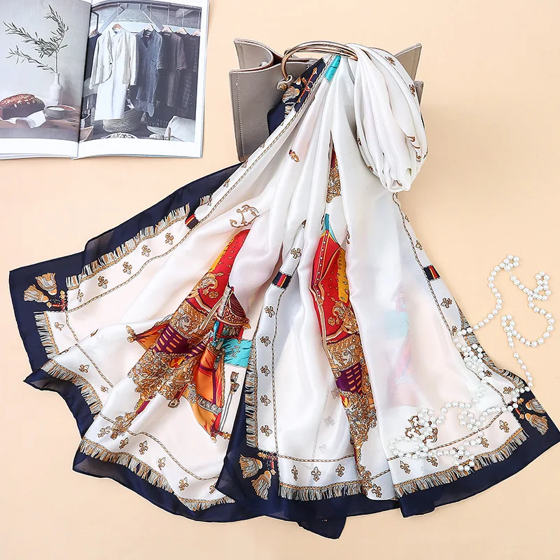 Новая модная весенняя и летняя Лидирующий чешские шелковые шарфы имитация шелка